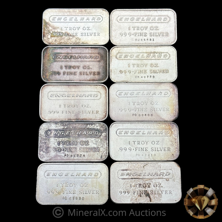 x10 1oz Engelhard Vintage Silver Art Bars