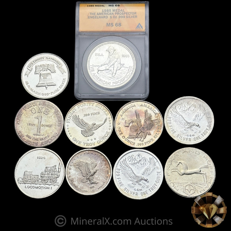 x10 1oz Misc Vintage Silver Coins (10oz Total)