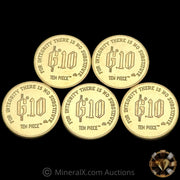 x5 1/10th 1982 Gold Standard Corporation Elizabeth Currier Variety "Ten Piece" Vintage Gold Coins (1/2oz Total)