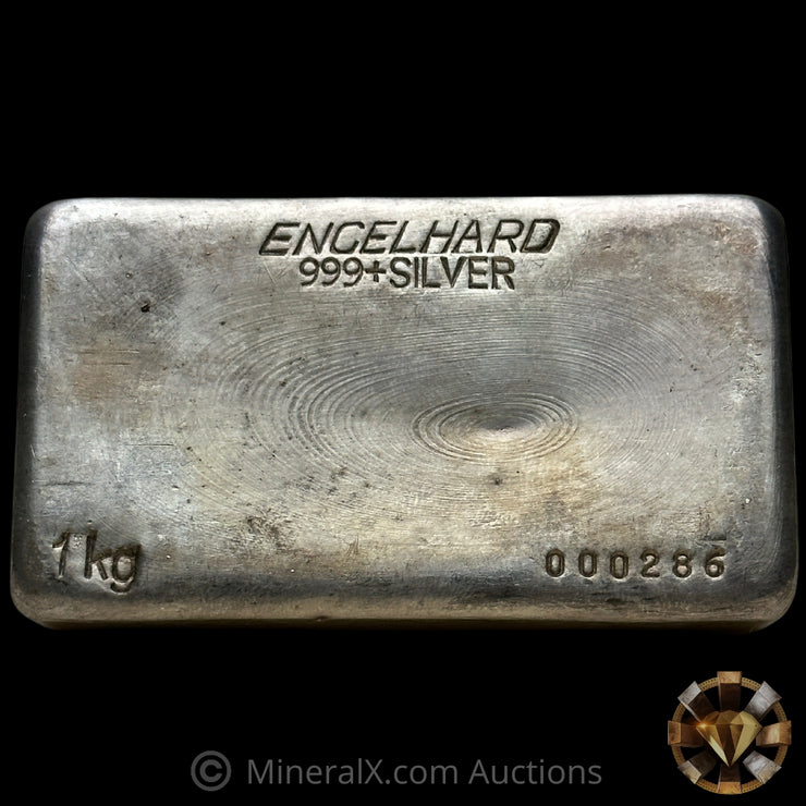 Kilo kg Engelhard Australia Vintage Silver Bar with Low Serial