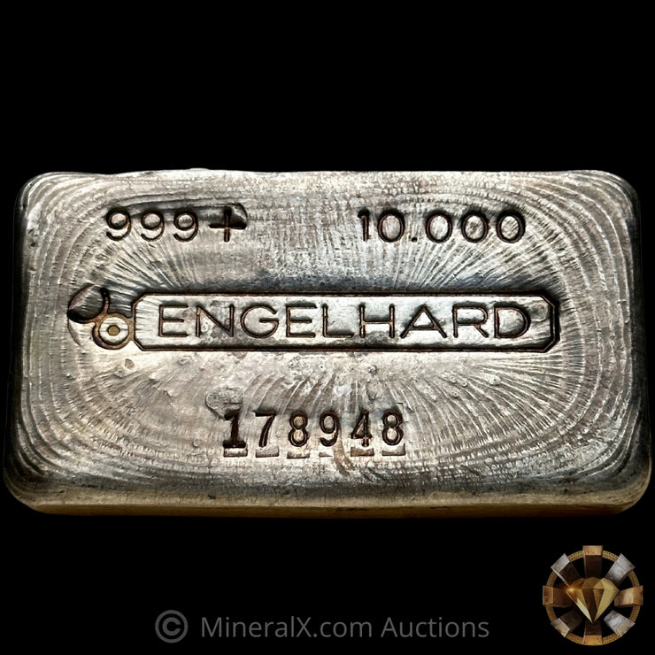10oz Engelhard Bull Logo Gridback Vintage Silver Bar