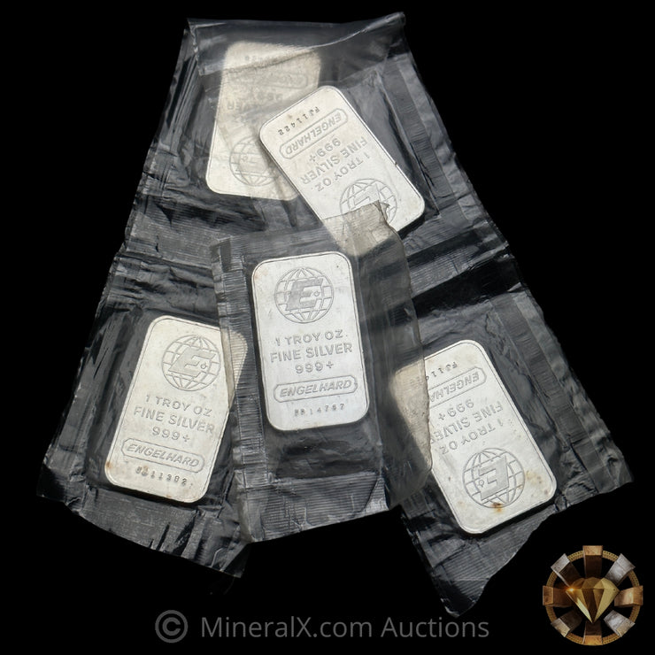 x5 1oz Engelhard Vintage Silver Bars in Original Seals