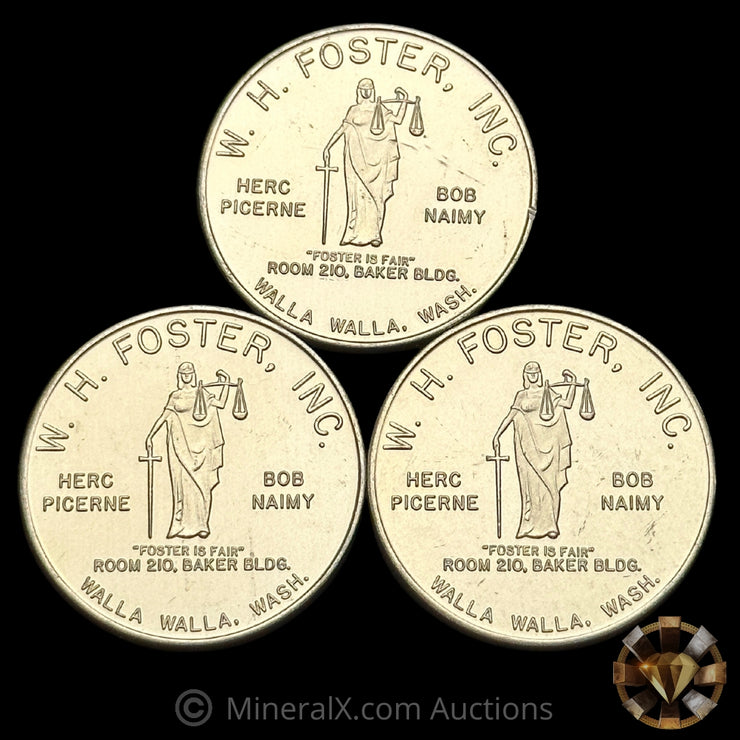 x3 W H Foster Inc Vintage Bronze Token Coins