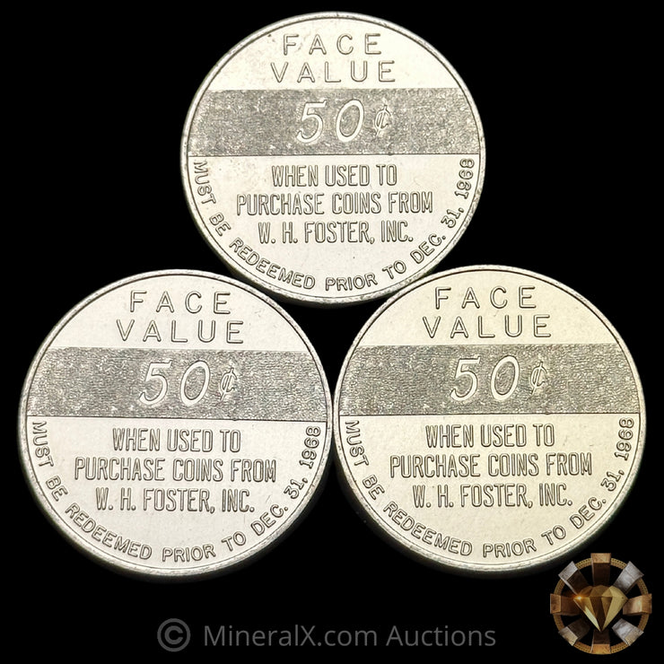 x3 W H Foster Inc Vintage Bronze Token Coins