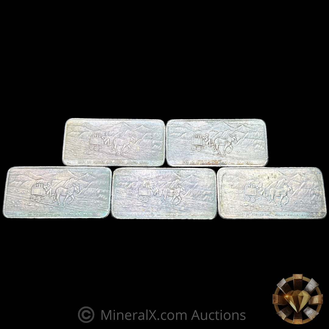 x5 3oz 1968 W H Foster From Out West Vintage Silver Bar Set with