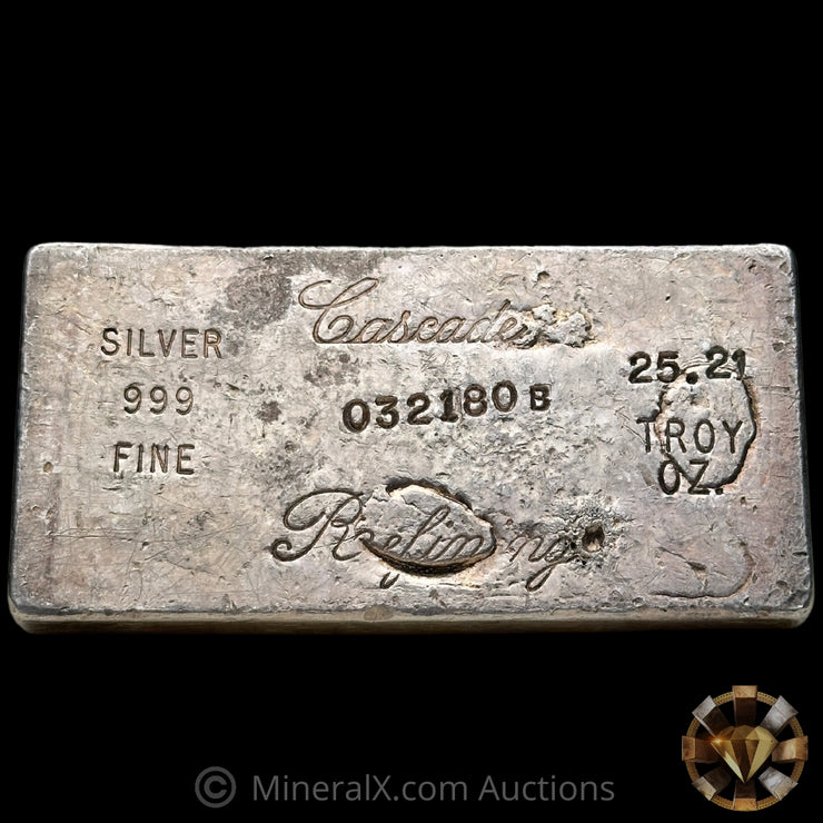 25.21oz Cascade Refining B Suffix Vintage Silver Bar