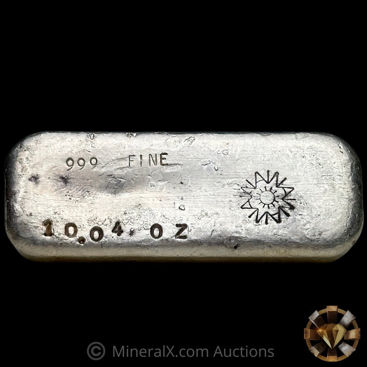 10.04oz Alexander Westerfall AW Aztec Sun Vintage Silver Bar