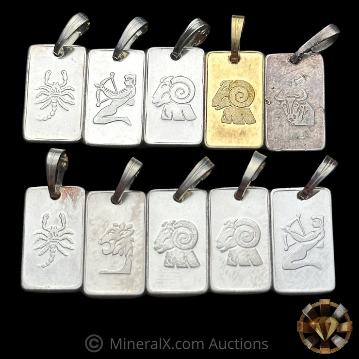 x10 1g Cragside Australia Zodiac Vintage Silver Pendants