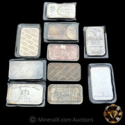 x10 1oz Misc Vintage Silver Bar Lot