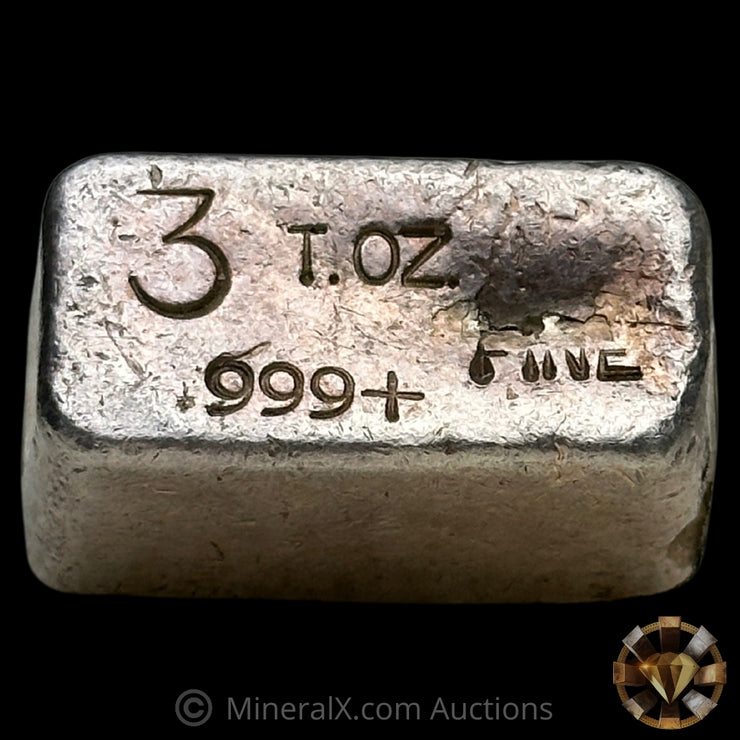 3oz Comstock Mold "T.OZ" Vintage Silver Bar