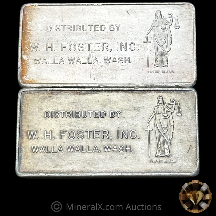 x2 3oz W H Foster Vintage Silver Bars