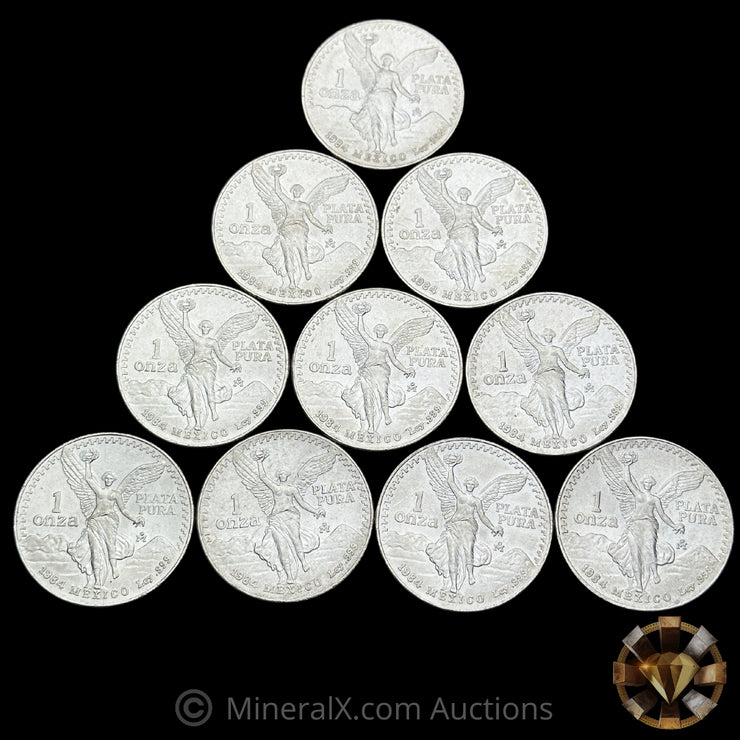 x10 1oz 1984 Mexican Libertad Silver Coins