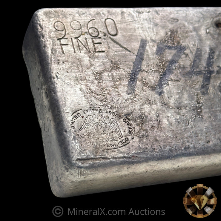 174.38oz Authentic United States Assay Office At San Francisco Odd Weight Vintage Poured Silver Bar