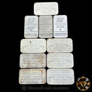 x10 1oz Misc Vintage Silver Bar Lot