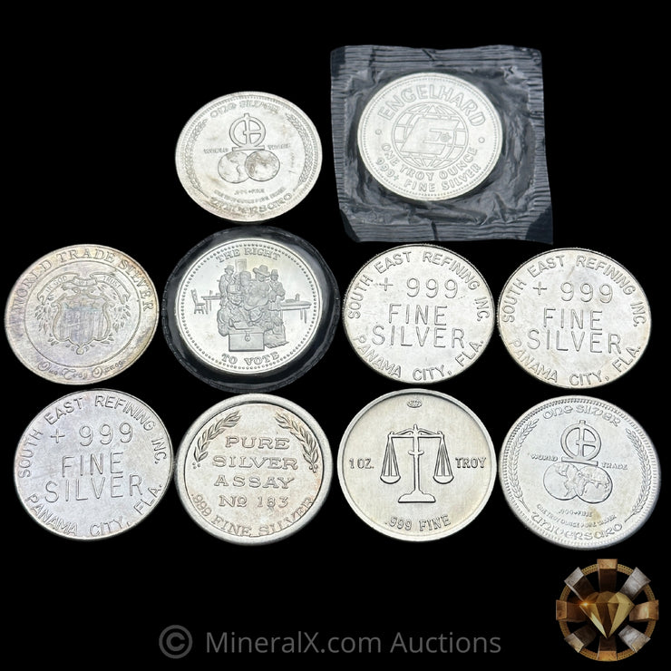 x10 1oz Misc Vintage Silver Coin Lot