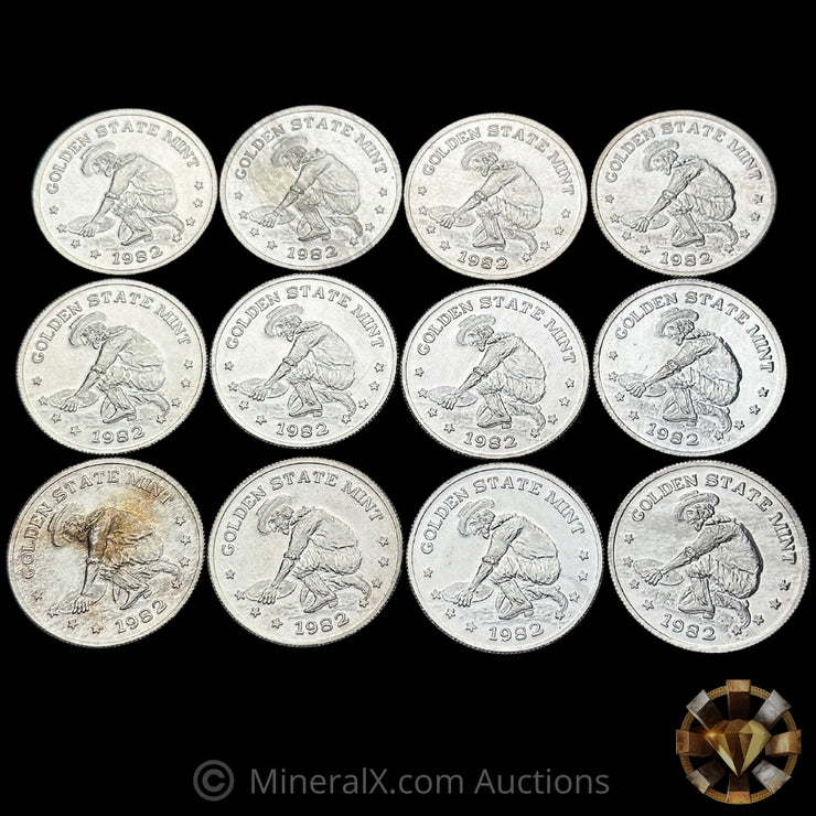 x12 1oz Golden State Mint GSM Vintage Silver Coins