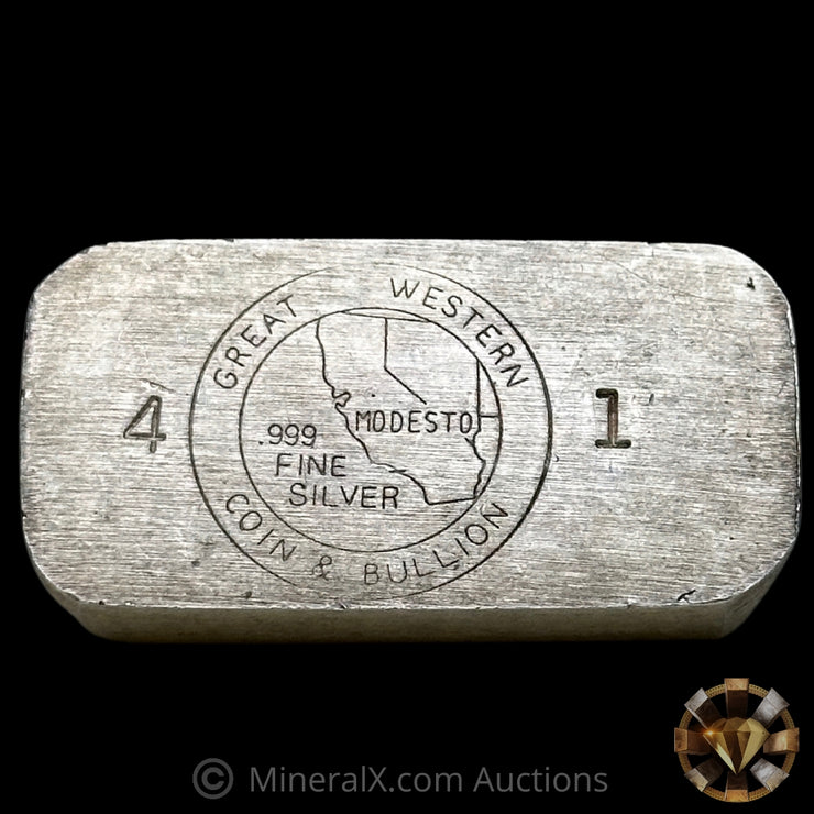 4.59oz Great Western Coin & Bullion Modesto Vintage Silver Bar