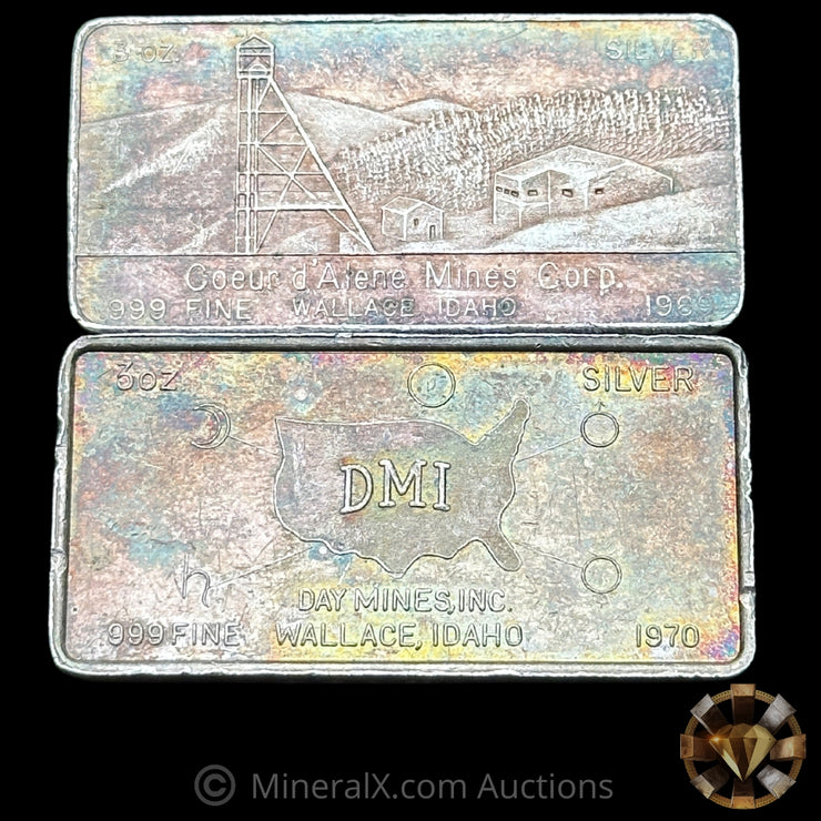 x2 3oz W H Foster Vintage Silver Bars