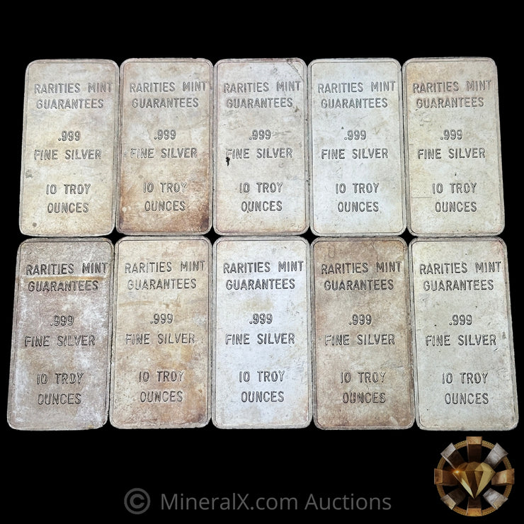 x10 10oz Rarities Mint Eagle Vintage Silver Bars (100oz Total)