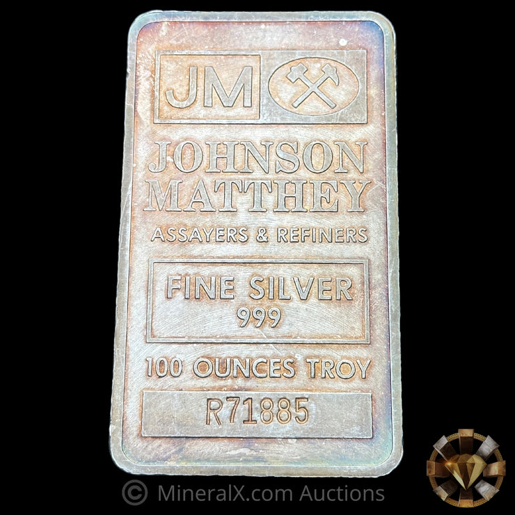 100oz Johnson Matthey JM Vintage Pressed Silver Bar