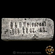 1oz D & D Universal (Possible Casey Refining Connection) Double Strike Error Vintage Silver Bar