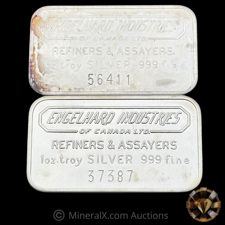 x2 1oz Engelhard Industries Vintage Silver Bars