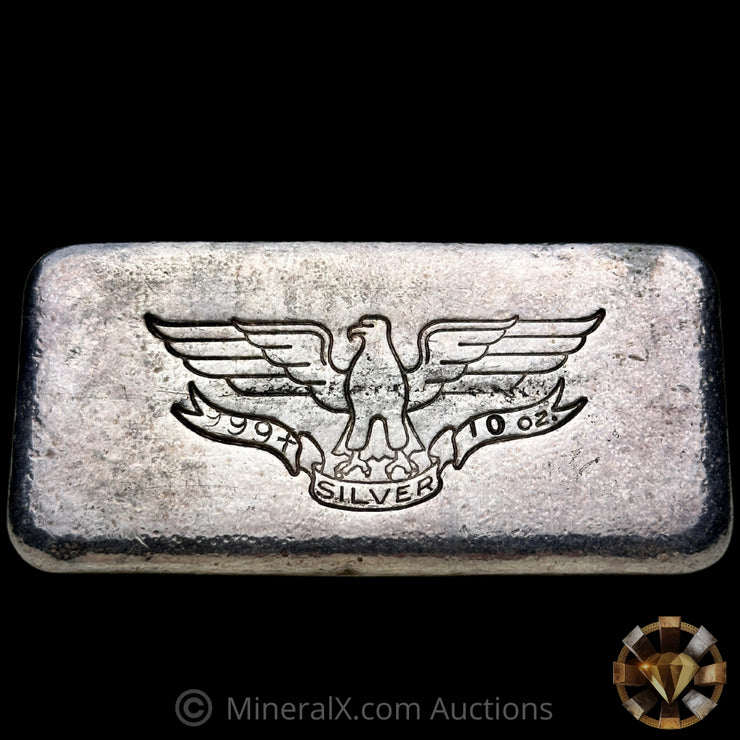 10oz W H Foster "No Serial Type 2" Variety Vintage Silver Bar With Star & Deak Triangle Counterstamps