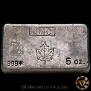 5oz JMC Johnson Matthey Maple Leaf Vintage Silver Bar