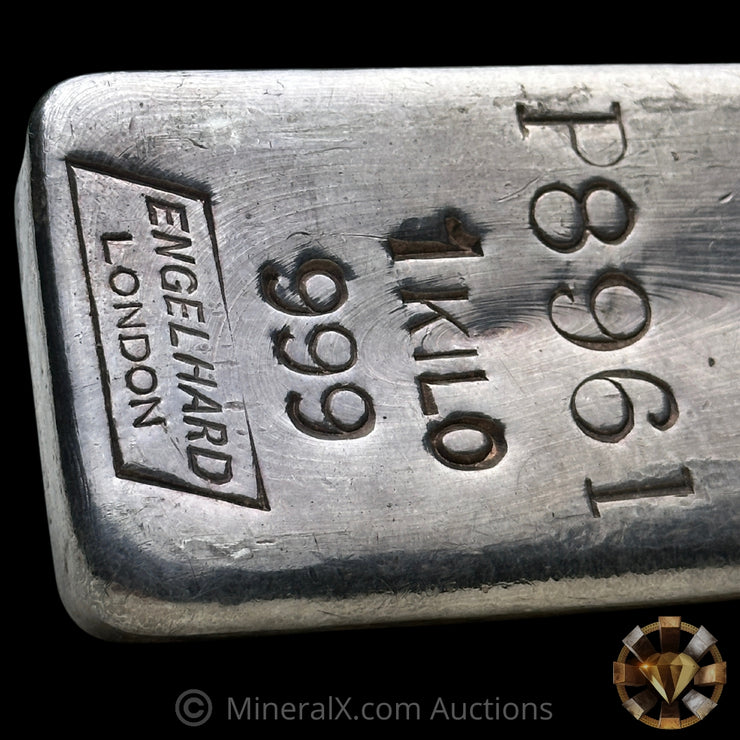 Kilo Engelhard London Vintage Silver Bar With Mocatta & Goldsmid Counterstamp & Unique "United States Bullion" Reverse