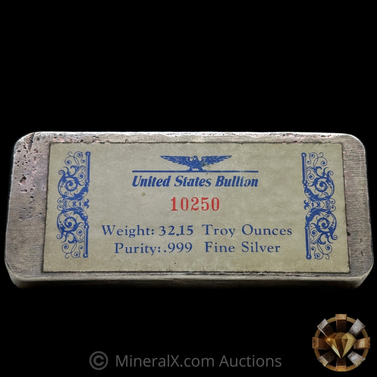 Kilo Engelhard London Vintage Silver Bar With Mocatta & Goldsmid Counterstamp & Unique "United States Bullion" Reverse