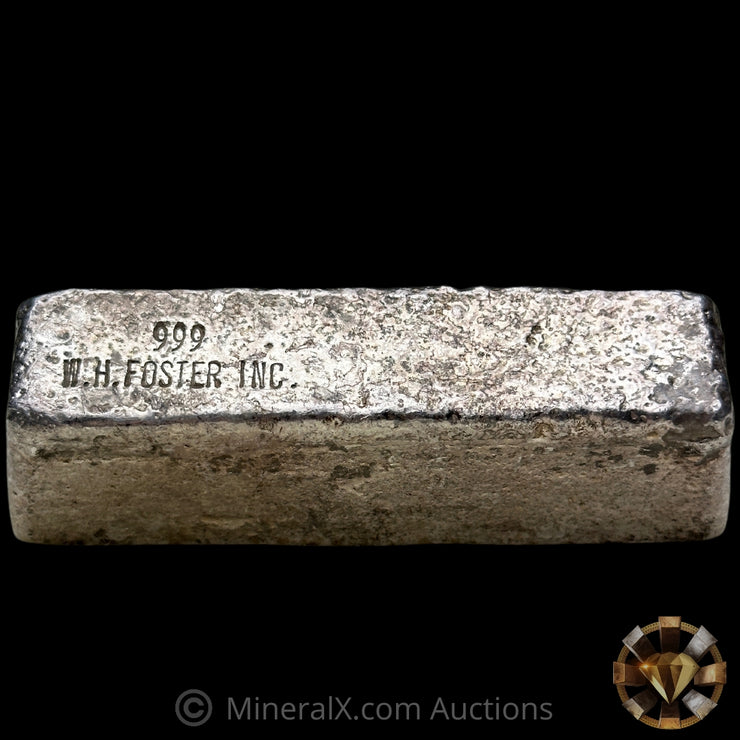 16.123oz W H Foster Vintage Silver Bar with Unique Front/Back Double Stamped Hallmark