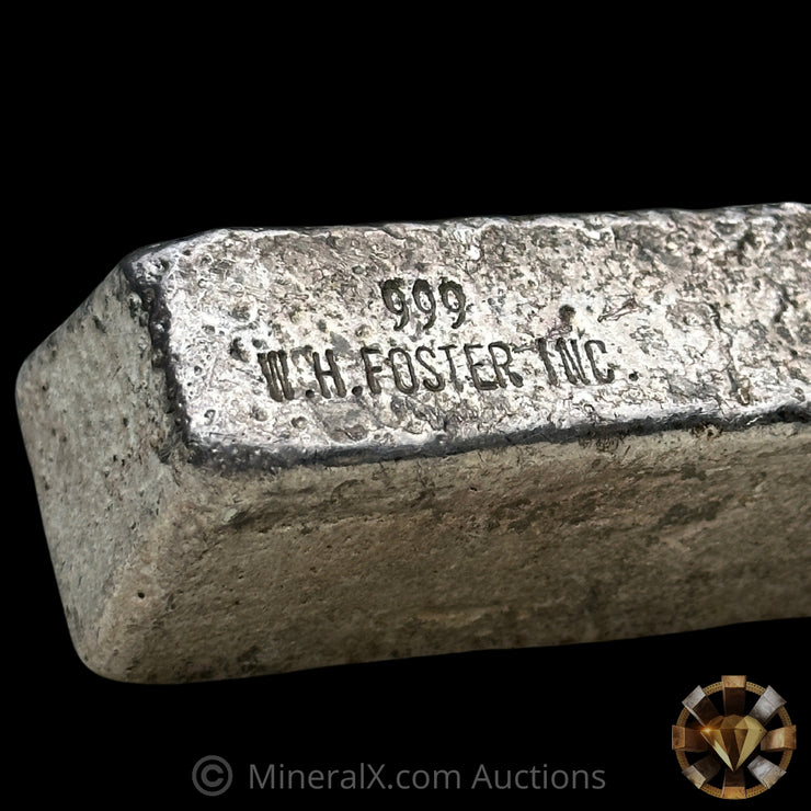 16.123oz W H Foster Vintage Silver Bar with Unique Front/Back Double Stamped Hallmark