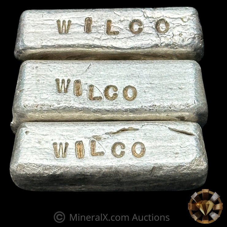 10.6oz (3.59oz,4.03oz,3.04oz) Wilco Vintage Silver Bar Lot