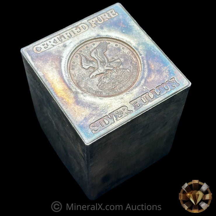 100oz (Rare Weight Class) Certified Pure Silver Bullion "Silver Metals International" Vintage Silver Cube Bar