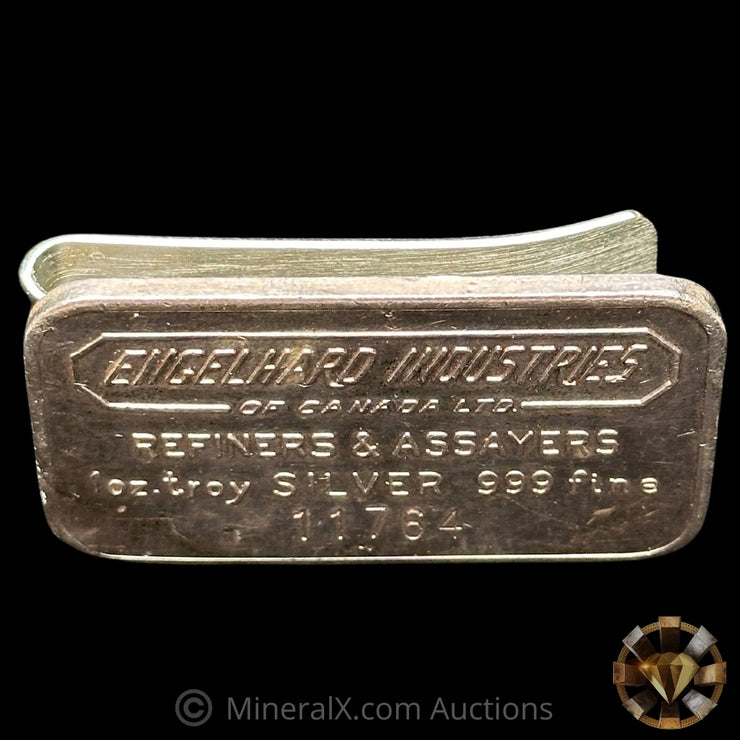 1oz Engelhard Industries Vintage Silver Bar With Unique Vintage Sterling Money Clip