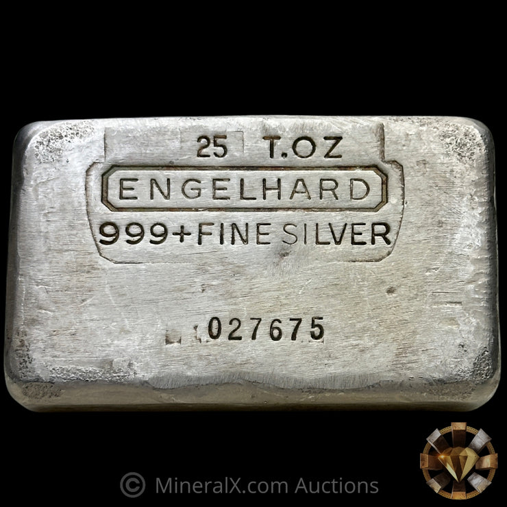 25oz Engelhard 4th Series Vintage Silver Bar With Unique Reverse Convex Stampings