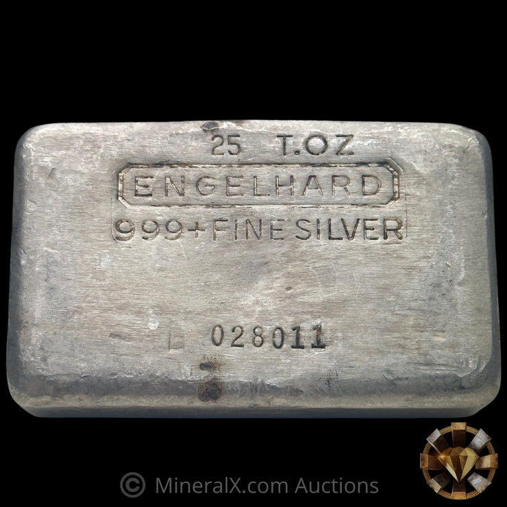 25oz Engelhard 4th Series Vintage Silver Bar With Unique Reverse Convex Stampings