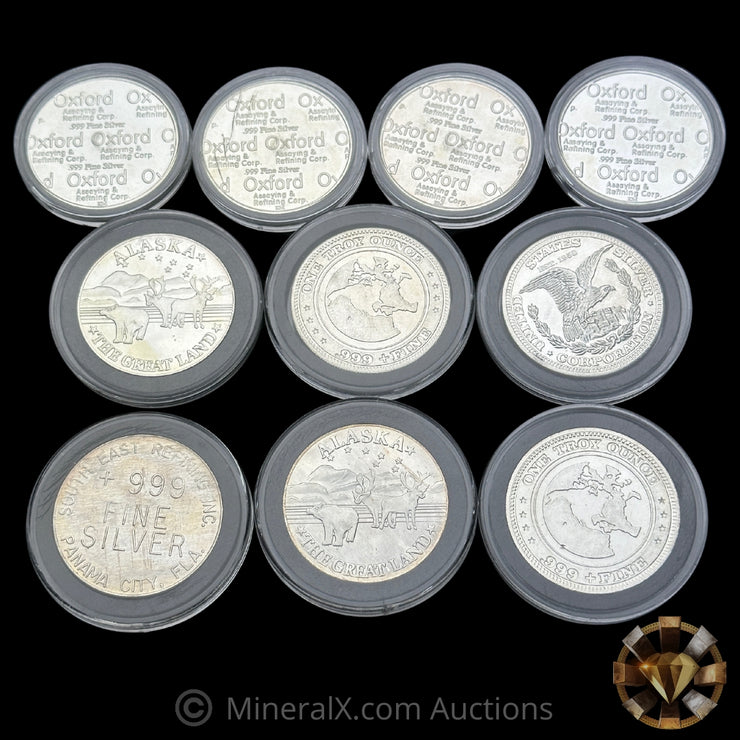 x10 1oz Misc Vintage Silver Coin Lot