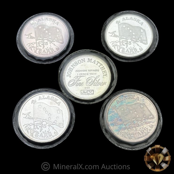 x5 1oz JM Johnson Matthey Vintage Silver Coins