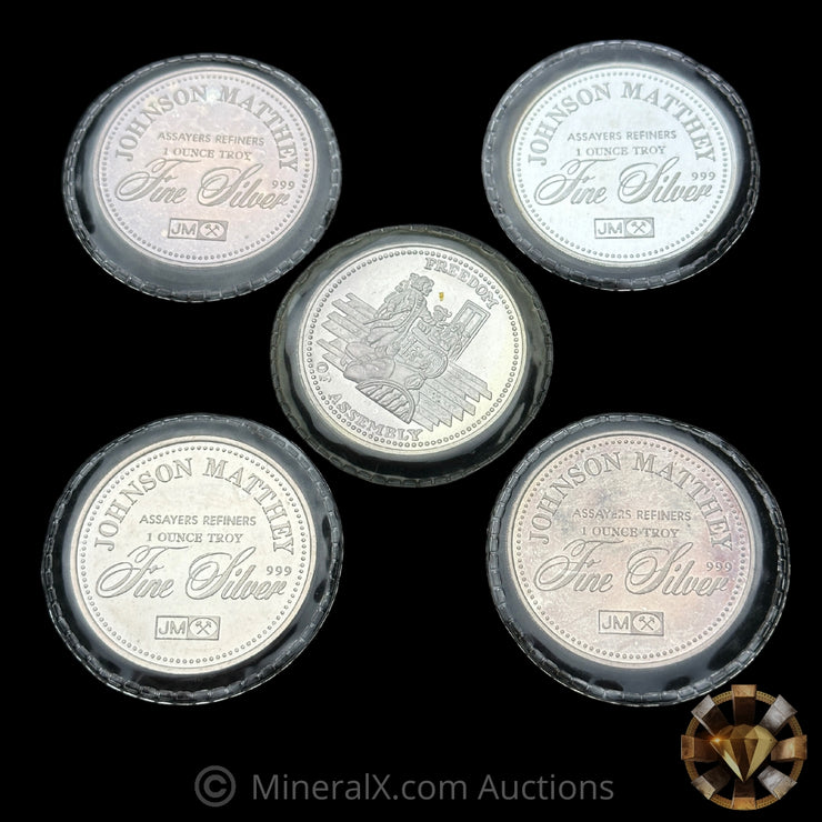 x5 1oz JM Johnson Matthey Vintage Silver Coins