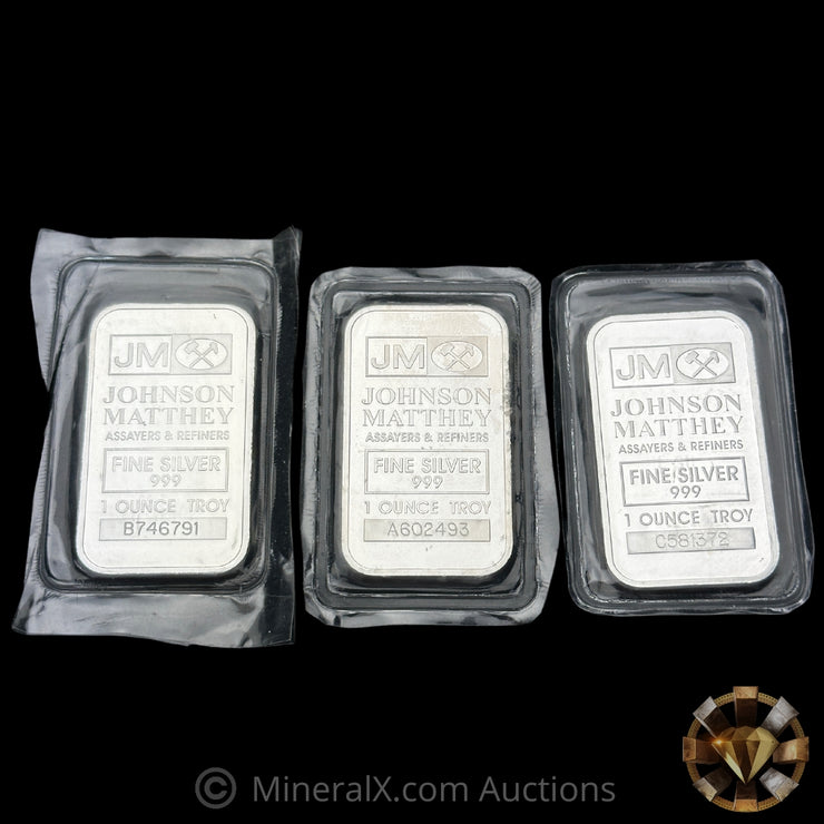 x3 JM Johnson Matthey Silver Bars