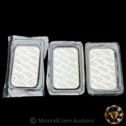 x3 JM Johnson Matthey Silver Bars