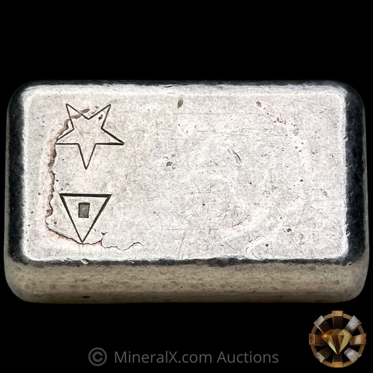 5oz W H Foster Vintage Silver Bar With Deak Triangle & Star Counterstamps