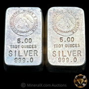 x2 1982 5oz Consolidated Mines & Metals Sequential Vintage Silver Bars With Original COAs Made Out To Deak Perera