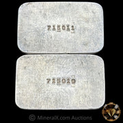 x2 1982 5oz Consolidated Mines & Metals Sequential Vintage Silver Bars With Original COAs Made Out To Deak Perera