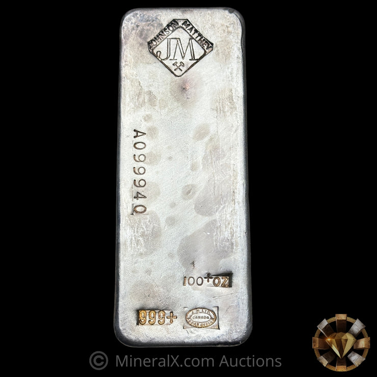 100oz JM Johnson Matthey Vintage Silver Bar