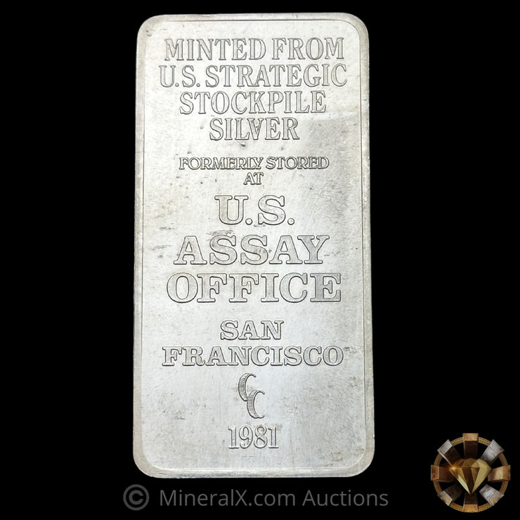 10oz 1981 US Assay Office Strategic Stockpile Vintage Silver Bar