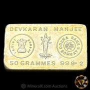 50g Dena Bank Bombay Devkaran Nanjee Vintage Silver Bar