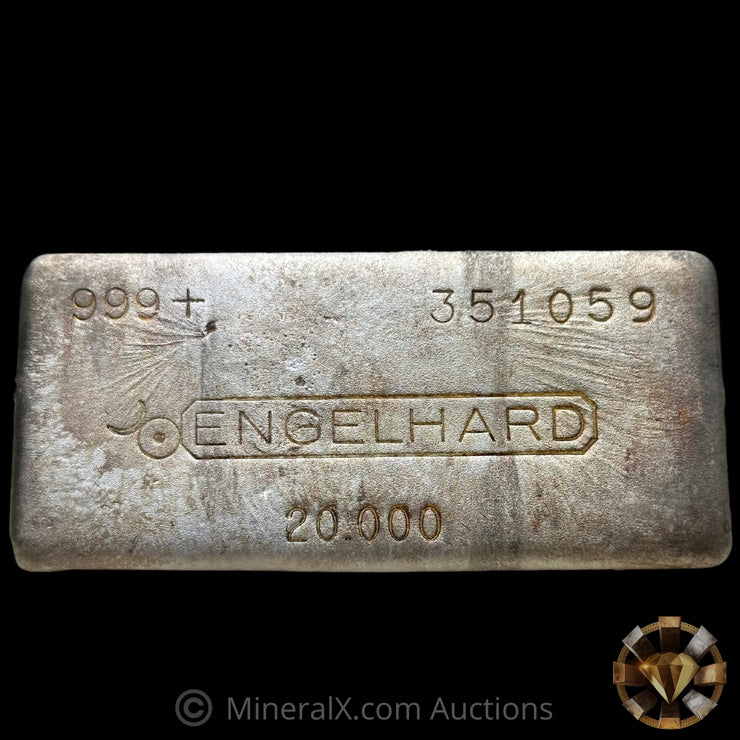 20oz Engelhard 9th Series Vintage Silver Bar With Striated Reverse and Sides