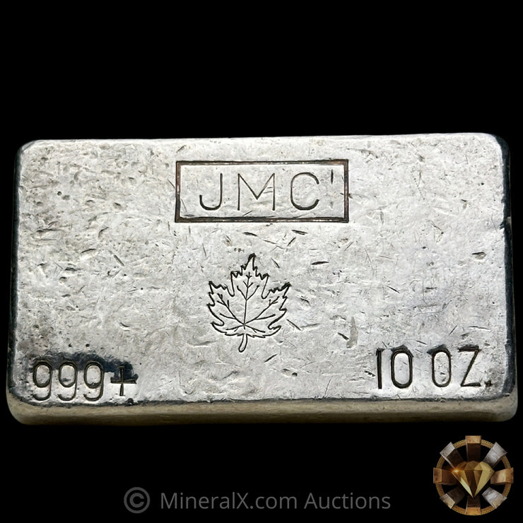 10oz Johnson Matthey JMC Maple Leaf Vintage Silver Bar With Reverse Engraving